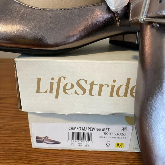 Life Stride Metallic Pewter Mary Jane Flats - Picture 4 of 6